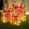 Christmas gift box Christmas tree decorations wrought iron gift box three-piece shopping mall cabinet decoration