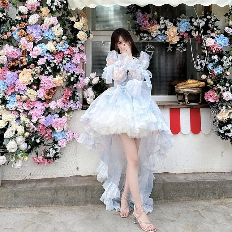 Women's Bubble Sleeve Trail Birthday Princess Dress
