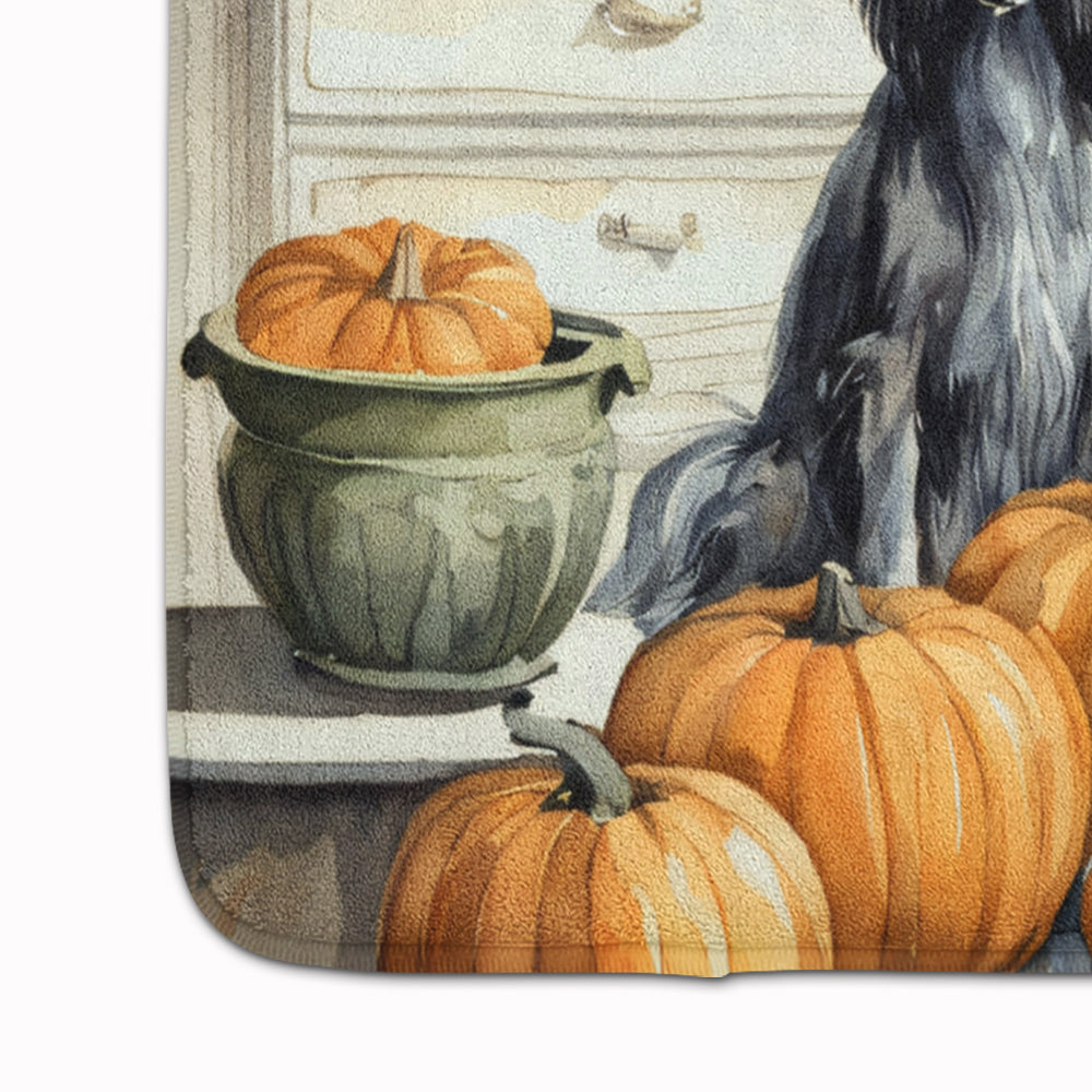 Afghan Hound Autumn-Themed Memory Foam Kitchen Mat with Pumpkin Design