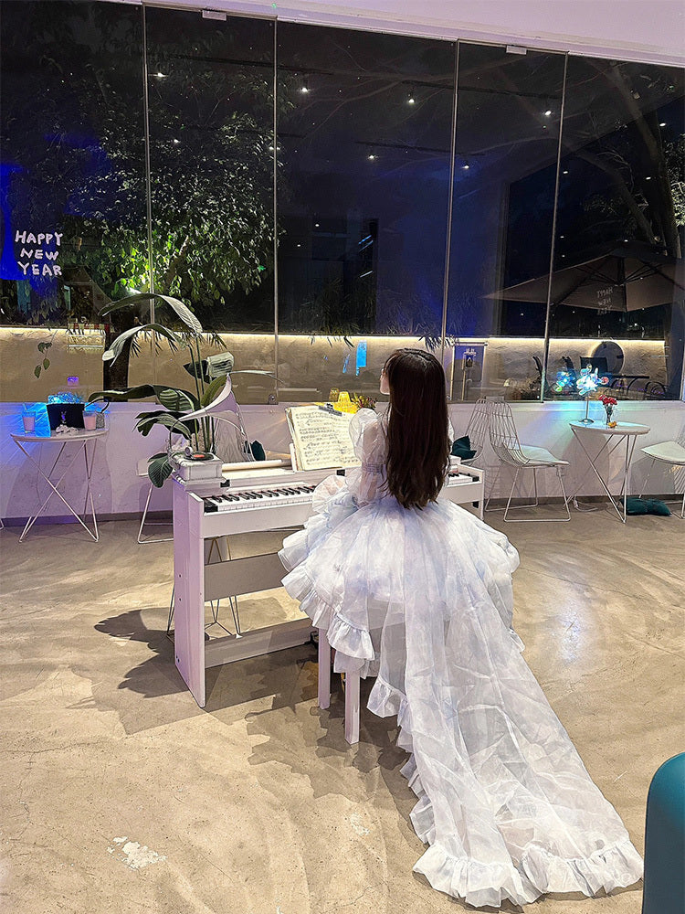 Women's Bubble Sleeve Trail Birthday Princess Dress
